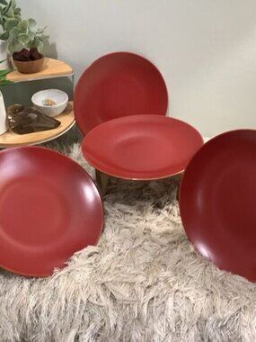Pottery Barn Mason Red Stoneware Salad Plates — Set of 4